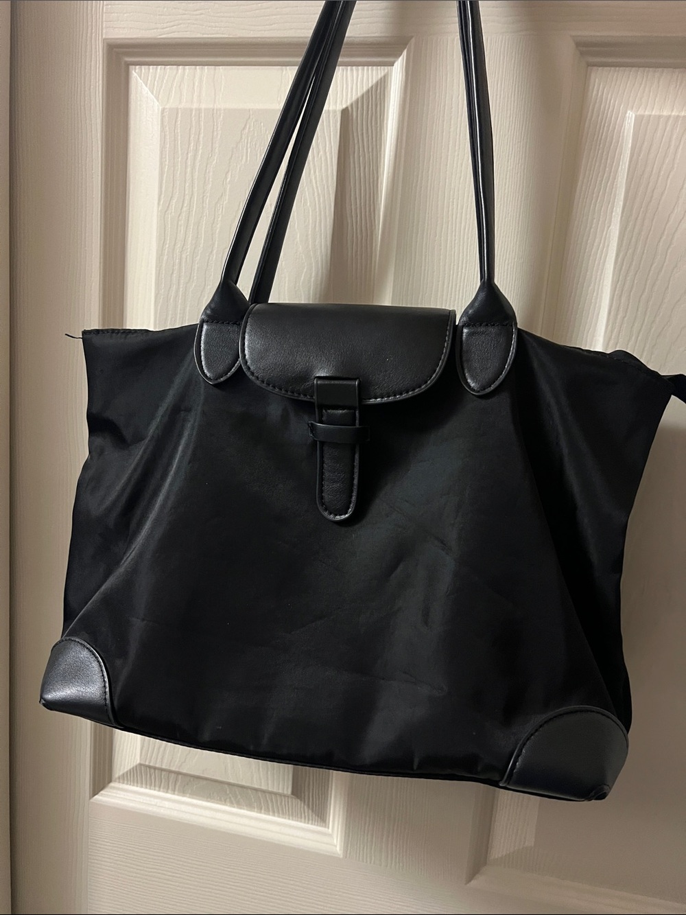 Waterproof lightweight Everyday Black Canva zipper Tote